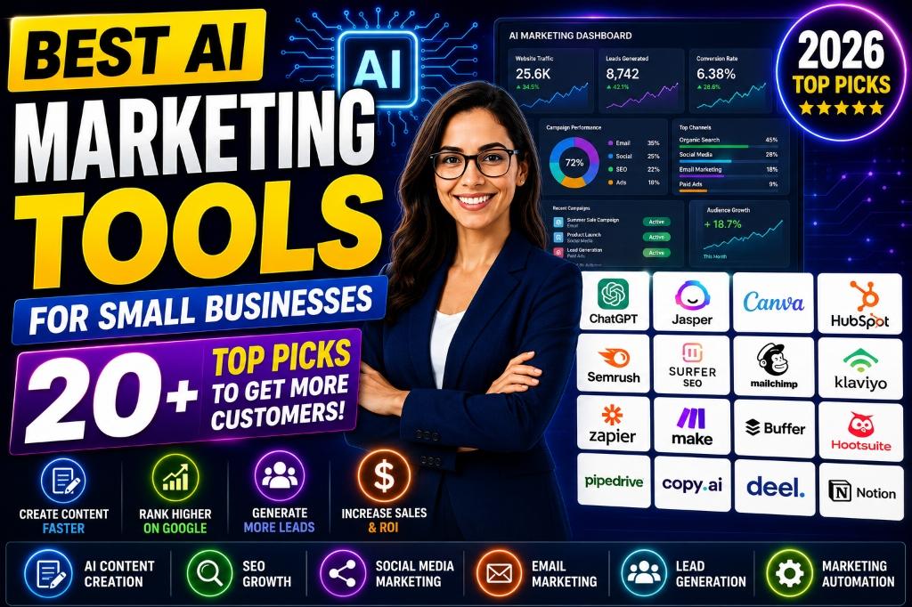 Best AI Marketing Tools for Small Businesses in 2026: 20 Tools to Get More Customers