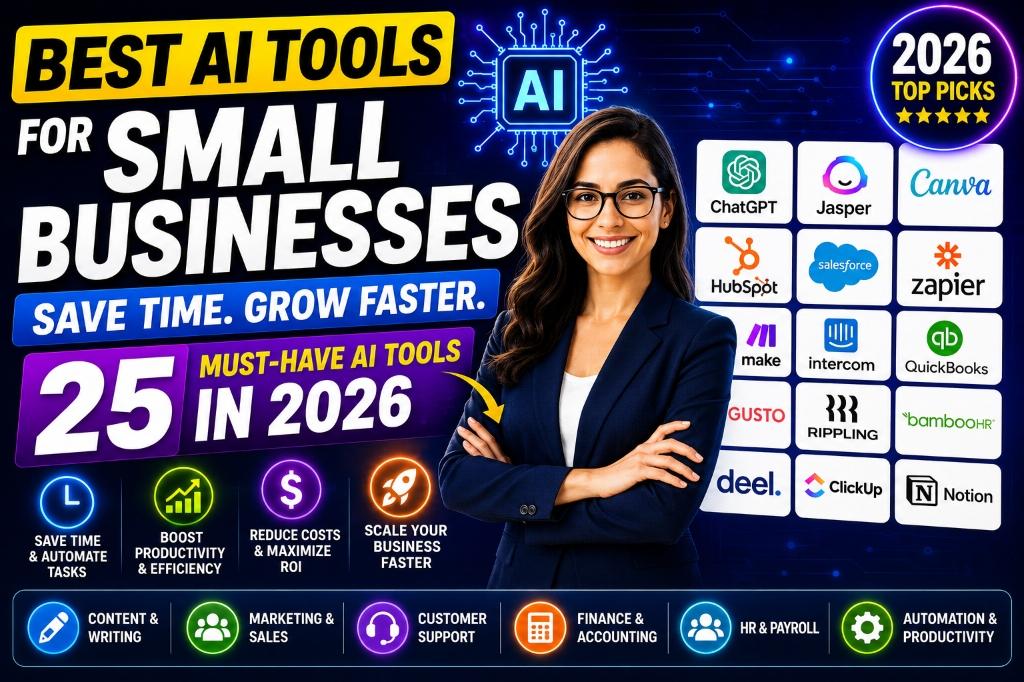 Best AI Tools for Small Businesses in 2026: 25 Tools to Save Time and Grow Faster