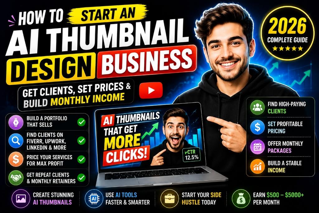 How to Start an AI Thumbnail Design Business in 2026: Get Clients, Set Prices & Build Monthly Income