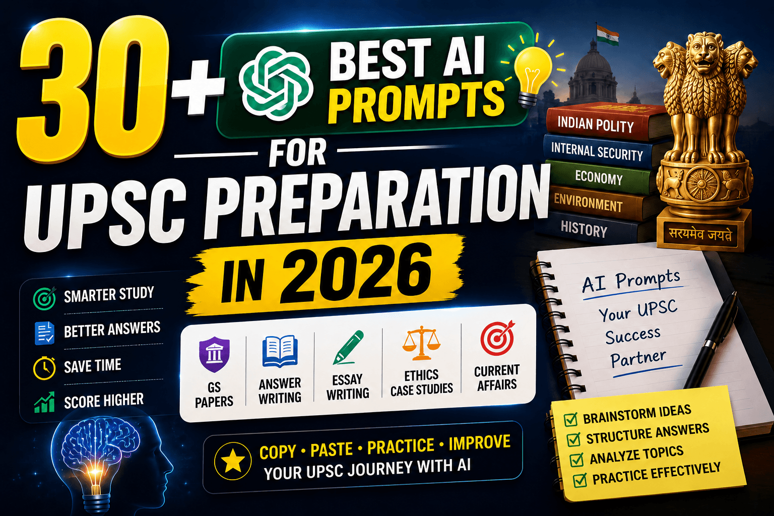 30+ Best AI Prompts for UPSC Preparation in 2026
