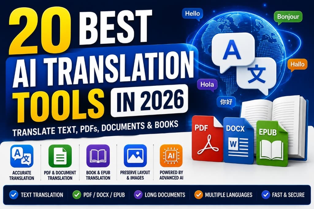 20 Best AI Translation Tools in 2026: Translate Text, PDFs, Documents & Books