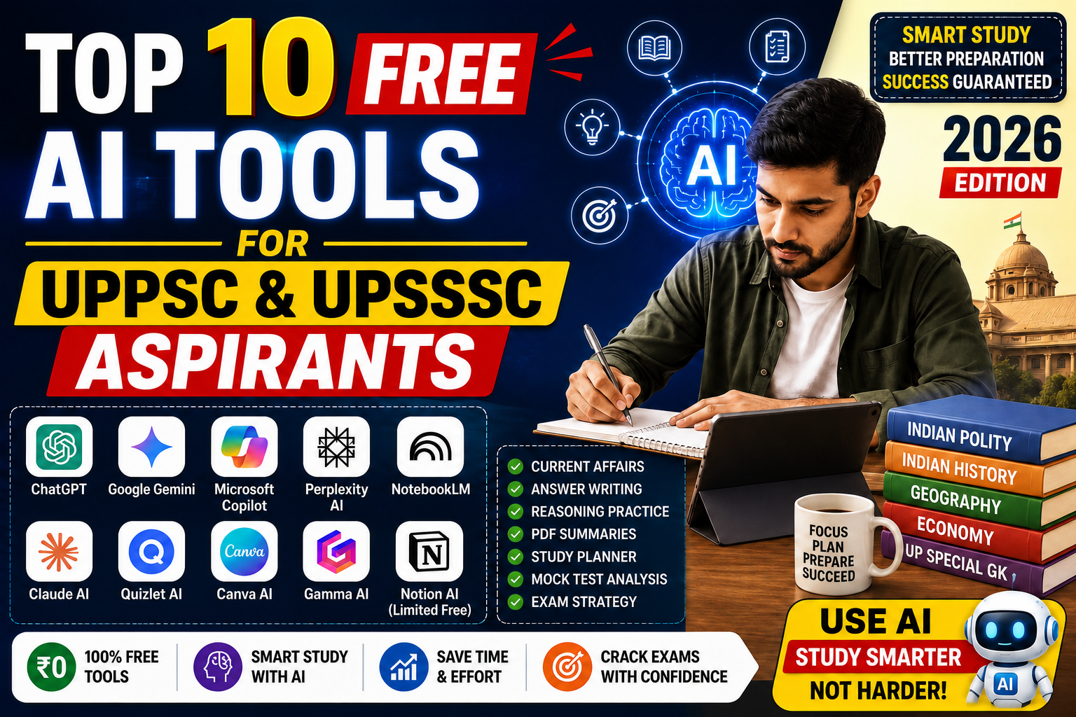10 Free AI Tools Every UPPSC & UPSSSC Aspirant Should Use in 2026